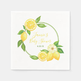 Yellow Green Lemon Citrus Floral Baby Dusche Party Serviette