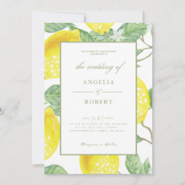 Yellow Green Lemons & Foliage Wedding Einladung
