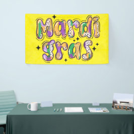Yellow Green Lila Mardi Gras Banner