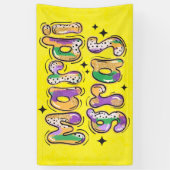 Yellow Green Lila Mardi Gras Banner (Vertikal)