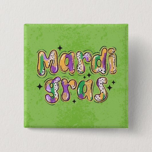 Yellow Green Lila Mardi Gras Button (Vorderseite)