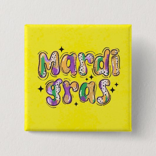 Yellow Green Lila Mardi Gras Button (Vorderseite)