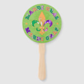 Yellow Green Lila Mardi Gras Fächer (Vorderseite)