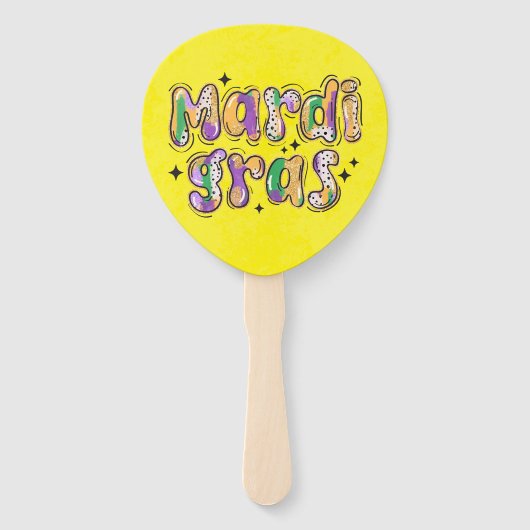Yellow Green Lila Mardi Gras Fächer (Rückseite)
