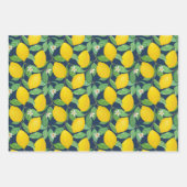 Yellow Green Navy Blue Lemon Muster Geschenkpapier Set (Vorderseite)