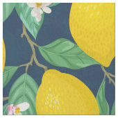 Yellow Green Navy Blue Lemon Muster Stoff (Nahaufnahme)