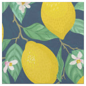 Yellow Green Navy Blue Lemon Muster Stoff (Nahaufnahme)