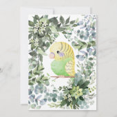 Yellow Green Parakeet Bird Watercolor Babydusche Einladung (Rückseite)