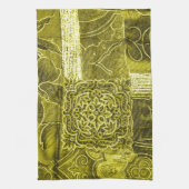 Yellow Green Patchwork Stoff Textur Handtuch (Vertikal)