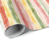Yellow Green Pink Orange Stripes Birthday Geschenkpapier (Rolleneckpunkt)