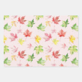 Yellow Green Pink Orange Stripes Leaves Birthday Geschenkpapier Set (Vorderseite 3)