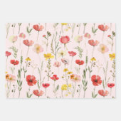 Yellow Green Pink Stripes Leaves Floral Birthday Geschenkpapier Set (Vorderseite 2)