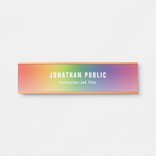 Yellow Green Red Blue Lila Elegant Moderne Moderne Türschild (Vorderseite )