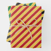 Yellow Green Red Stripes Imitate drehen Weihnachte Geschenkpapier Set (Beispiel)