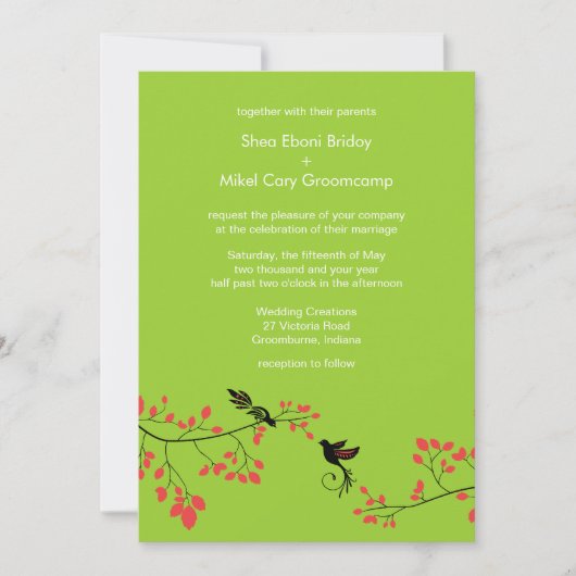 Yellow Green Spring Theme Weddings Template Einladung (Vorderseite)