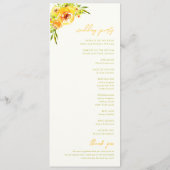Yellow Green Summer Floral Vibrant Bloom Wedding Programm (Rückseite)
