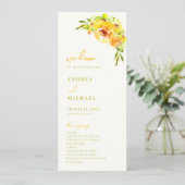Yellow Green Summer Floral Vibrant Bloom Wedding Programm (Stehend Vorderseite)