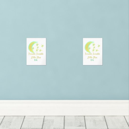 Yellow green twinkle Twinkle Little Star geben Nam Bilderwand Sets (Holzboden)