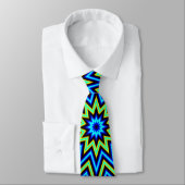 Yellow Green und Blue Psychedelic Star Pattern Kra Krawatte (Gebunden)