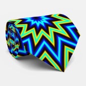 Yellow Green und Blue Psychedelic Star Pattern Kra Krawatte (Gerollt)