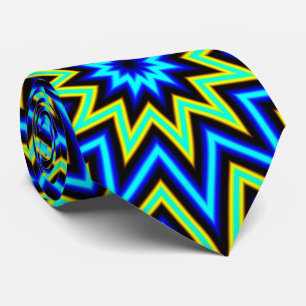 Yellow Green und Blue Psychedelic Star Pattern Kra Krawatte