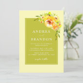 Yellow & Green | Vibrant Garden | QR Code Wedding Einladung (Stehend Vorderseite)
