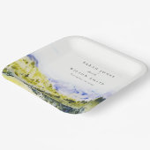 Yellow Green Watercolor Landschaft Hills Weddin Pappteller (Gewinkelt)