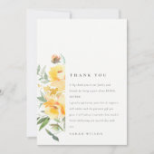 Yellow Green Watercolor Rose Blume Hochzeit Dankeskarte (Vorderseite)
