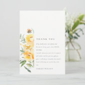 Yellow Green Watercolor Rose Blume Hochzeit Dankeskarte (Stehend Vorderseite)