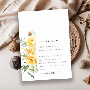 Yellow Green Watercolor Rose Blume Hochzeit Dankeskarte