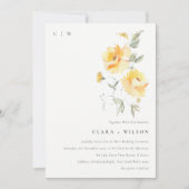Yellow Green Watercolor Rose Blume Hochzeit Einladung (Vorderseite)