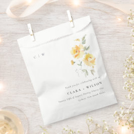 Yellow Green Watercolor Rose Blume Hochzeit Geschenktütchen