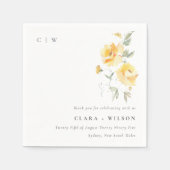 Yellow Green Watercolor Rose Blume Hochzeit Serviette (Vorderseite)