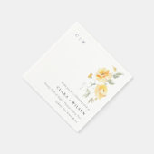Yellow Green Watercolor Rose Blume Hochzeit Serviette (Ecke)