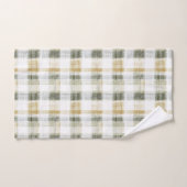 Yellow Green White Plaid Stripes Badhandtuch Set (Handtuch)