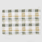 Yellow Green White Plaid Stripes Golfhandtuch (Horizontal)