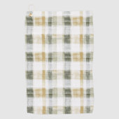 Yellow Green White Plaid Stripes Golfhandtuch (Vorderseite)