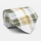 Yellow Green White Plaid Stripes Krawatte (Gerollt)