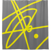 Yellow Grey Abstrakt Art Minimalismus Duschvorhang (Vorderseite)