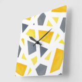 Yellow Grey Abstrakt Geometric Quadratische Wanduhr (Winkel)