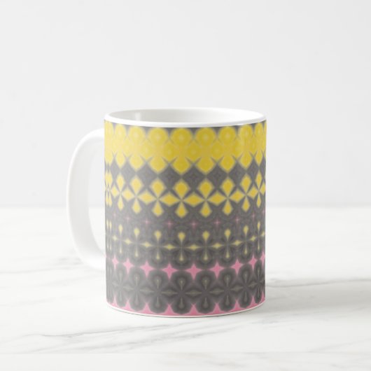 Yellow Grey and Pink Abstract Kaffeetasse (Vorderseite Links)
