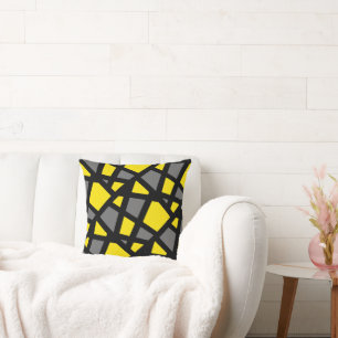 Yellow Grey Black Geometric Pattern Kissen