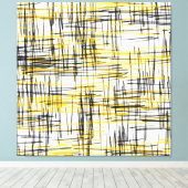 'Yellow Grey Black Scribbles' Wasserfarbe Abstrakt Leinwanddruck (Insitu (Holzboden))