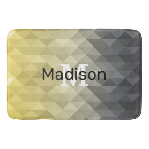Yellow Grey Cool Ombre Geometric pattern Monogram Badematte