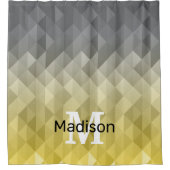 Yellow Grey Cool Ombre Geometric pattern Monogram Duschvorhang (Vorderseite)