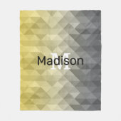 Yellow Grey Cool Ombre Geometric pattern Monogram Fleecedecke (Vorderseite)