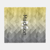 Yellow Grey Cool Ombre Geometric pattern Monogram Fleecedecke (Vorderseite (Horizontal))