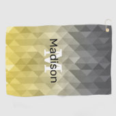 Yellow Grey Cool Ombre Geometric pattern Monogram Golfhandtuch (Horizontal)