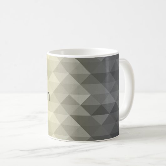 Yellow Grey Cool Ombre Geometric pattern Monogram Kaffeetasse (VorderseiteRechts)