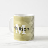 Yellow Grey Cool Ombre Geometric pattern Monogram Kaffeetasse (Vorderseite Links)